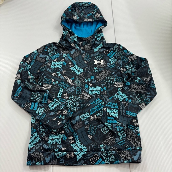 421.‎ Under Armour Kids' Black and Blue Graphic Hoodie (YMD) - Picture 1 of 5